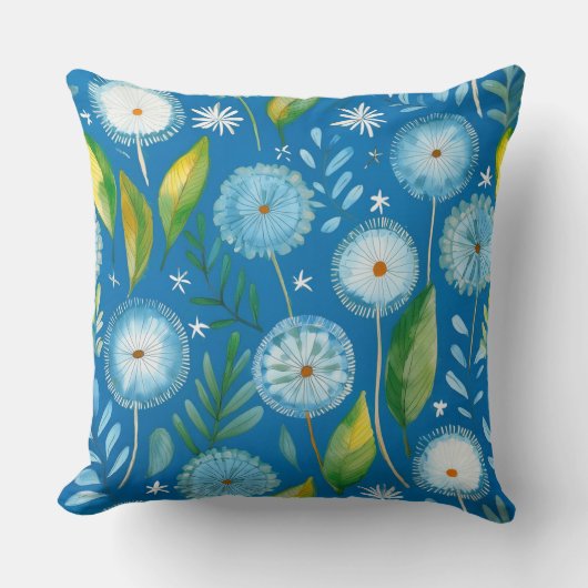 paardenbloem blauw patroon kussen (Voorkant)