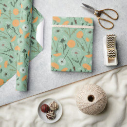 Paardenbloem bloeit Sinaasappel bloemmotief Cadeaupapier