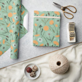 Paardenbloem bloeit Sinaasappel bloemmotief Cadeaupapier