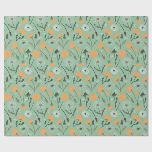 Paardenbloem bloeit Sinaasappel bloemmotief Cadeaupapier (Vlak)