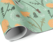 Paardenbloem bloeit Sinaasappel bloemmotief Cadeaupapier (Rol Hoek)