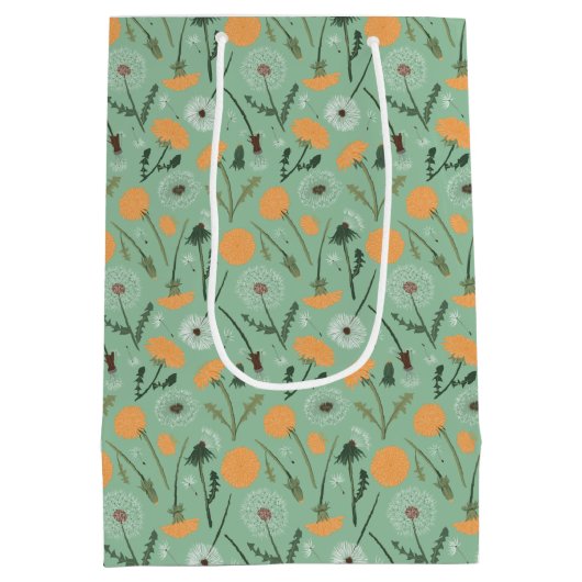 Paardenbloem bloeit Sinaasappel bloemmotief Medium Cadeauzakje (Achterkant)