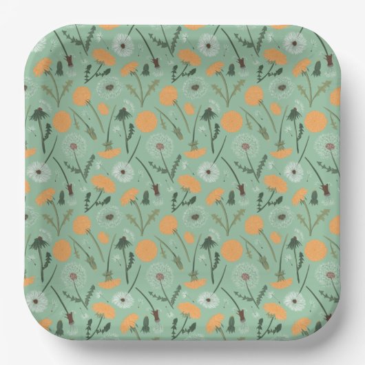 Paardenbloem bloeit Sinaasappel bloemmotief Papieren Bordje (Voorkant)