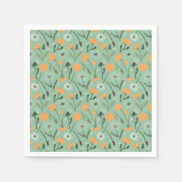 Paardenbloem bloeit Sinaasappel bloemmotief Servet