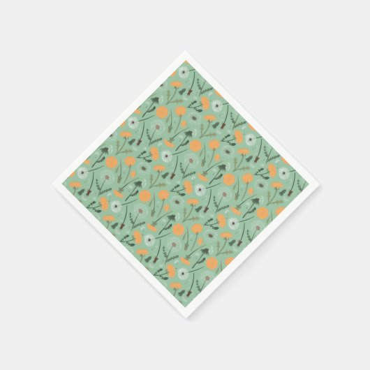 Paardenbloem bloeit Sinaasappel bloemmotief Servet (Hoek)