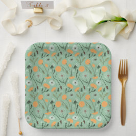 Paardenbloem Bloemen Oranje Bloemmotief Papieren Bordje