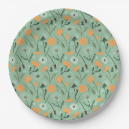 Paardenbloem Bloemen Oranje Bloemmotief Papieren Bordje