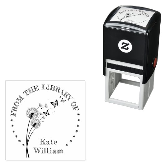 Paardenbloem bloemenboek uit de bibliotheek van po  zelfinktende stempel (In situ)