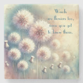 Paardenbloem Blowball & Quote Stenen Onderzetter (Voorkant)