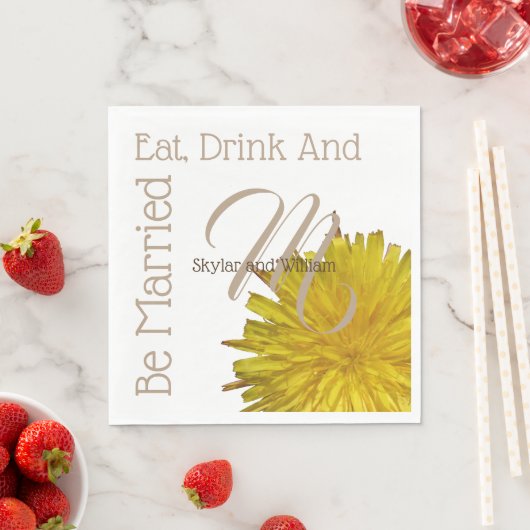 Paardenbloem Country Wedding Eat Drink Getrouwd wo Servet (Insitu)