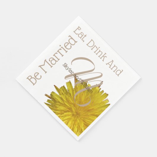 Paardenbloem Country Wedding Eat Drink Getrouwd wo Servet (Hoek)