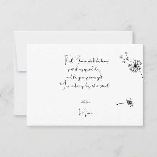 Paardenbloem eerste verjaardag bedankkaart (Voorkant)