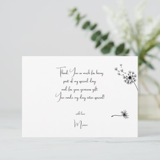 Paardenbloem eerste verjaardag bedankkaart (Staand voorkant)