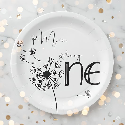 Paardenbloem eerste verjaardag papieren bordje