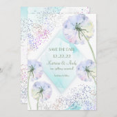 Paardenbloem en Glitter Bruiloft Save The Date Kaart (Voorkant / Achterkant)