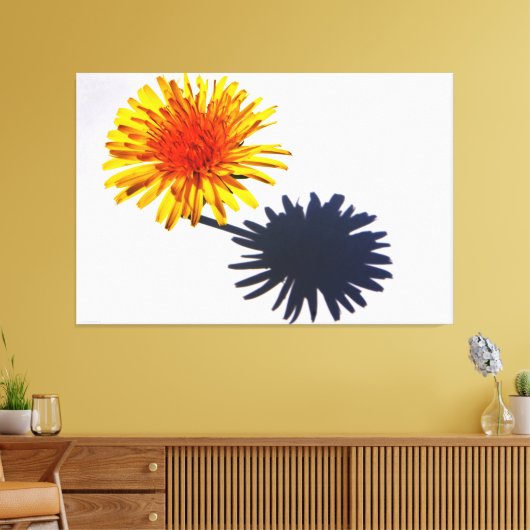 Paardenbloem en Schaduw 60x40 (150x100cm) waccna Canvas Afdruk (Insitu (Woonkamer))