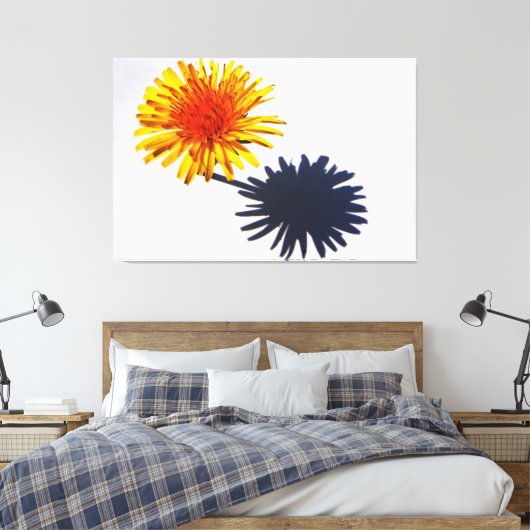 Paardenbloem en Schaduw 60x40 (150x100cm) waccna Canvas Afdruk (Insitu (Slaapkamer))