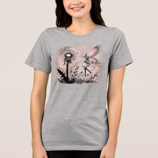 Paardenbloem Fee Tri-Blend Shirt (Voorkant)
