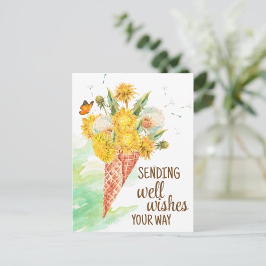 Paardenbloem gelukwensen briefkaart (Staand voorkant)