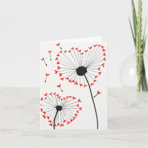 Paardenbloem Hartjes Valentijnsdag Kaart