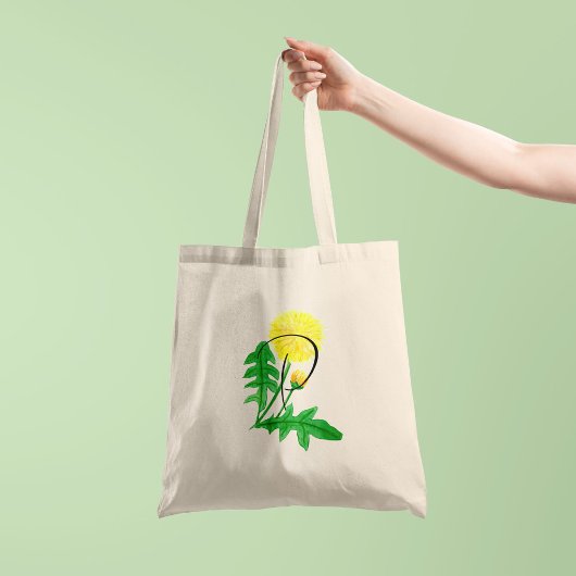Paardenbloem in aquarel met initiaal 1 kant tote bag