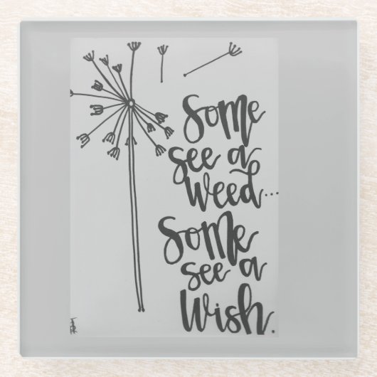 Paardenbloem inspiratie glazen onderzetter (Voorkant)