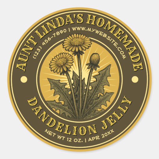 Paardenbloem Jelly Label Sjabloon (Voorkant)
