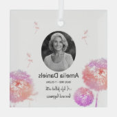  paardenbloem klok in liefdevolle herinnering glas ornament (Achterkant)