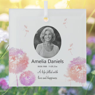 paardenbloem klok in liefdevolle herinnering glas ornament