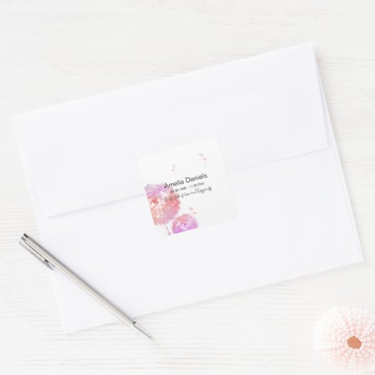 Paardenbloem Klok in liefdevolle herinnering Vierkante Sticker (Envelop)