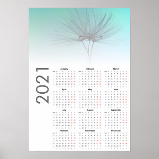 Paardenbloem klokken Kalender 2021 Poster