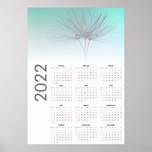 Paardenbloem klokken Kalender 2022 Poster (Voorkant)