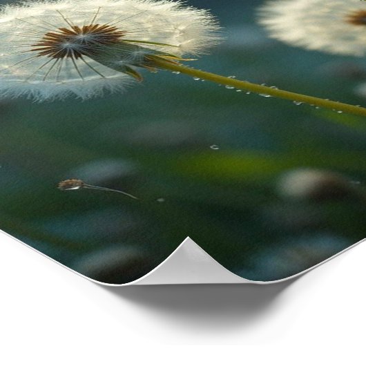 Paardenbloem Klokken Maak een Wens Poster (Hoek)