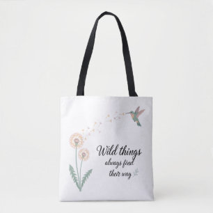 Paardenbloem Kolibrie Inspiratief Ontwerp Tote Bag