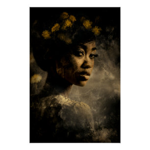 Paardenbloem Kroon Melanine Gloed Portret Perfect Poster