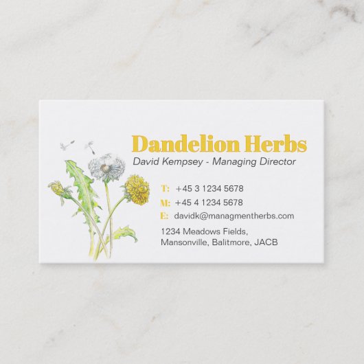 Paardenbloem kruiden teler boer visitekaartjes (Voorkant)