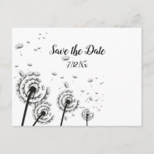 Paardenbloem Kussens Zwart en Wit Save the Date
