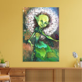 Paardenbloem Meisje en Vlinder Canvas Print Schild (Insitu (Woonkamer))