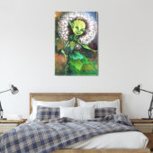 Paardenbloem Meisje en Vlinder Canvas Print Schild (Insitu (Slaapkamer))