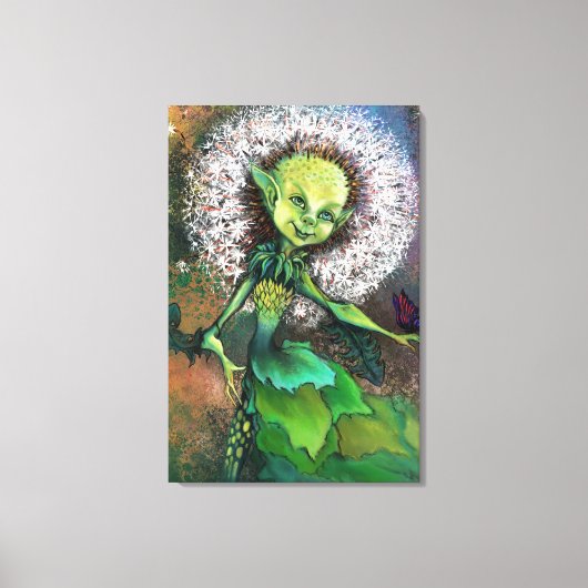 Paardenbloem Meisje en Vlinder Canvas Print Schild (Voorkant)