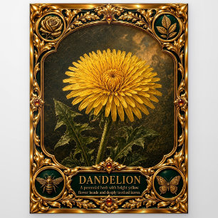 Paardenbloem, met juwelen versierde erfstuk kunst briefkaart