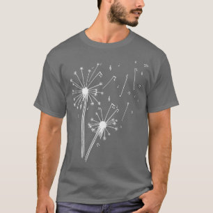 Paardenbloem Minimalistische muzieknoot Zwart-wit T-shirt