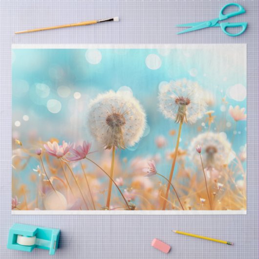 Paardenbloem Peach White Decoupage Tissuepapier (Craft)