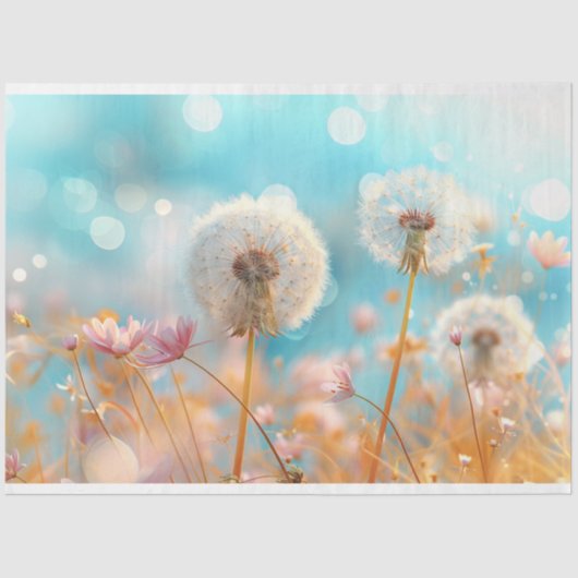 Paardenbloem Peach White Decoupage Tissuepapier (Voorkant)