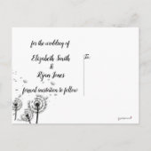 Paardenbloem Pluizen Zwart en Wit Save the Date Aankondigingskaart (Achterkant)