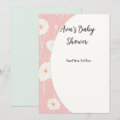 Paardenbloem Puff Roze Platte Uitnodigingen (Voorkant / Achterkant)