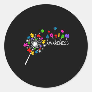 Paardenbloem puzzelstuk autisme bewustzijn kindere ronde sticker