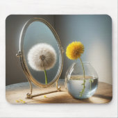 Paardenbloem reflectie in een spiegel muismat (Voorkant)