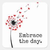 Paardenbloem Rode harten met citaat Vierkante Sticker (Voorkant)