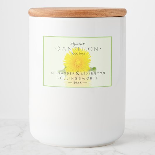Paardenbloem Root Tea Zelfgemaakt Voedselcontainer Etiket (Voorkant)